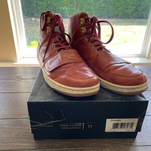 Men's Bordeaux Leather High-Top Sneakers